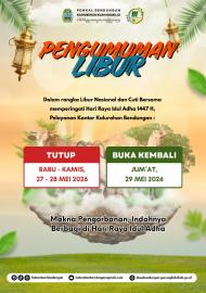INFORMASI PELAYANAN KANTOR KALURAHAN BENDUNGAN UNTUK HARI RAYA IDUL ADHA 1447 H